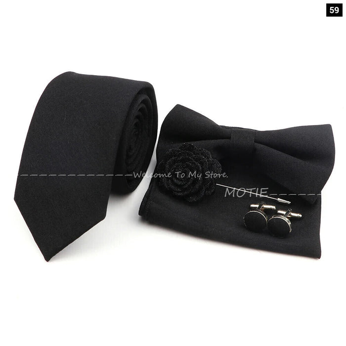 27 Colour Tie Set Classic Cotton Pocket Square Cufflink And Bowtie For Mens Wedding Party Accessories