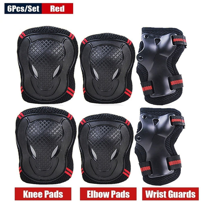 6Pcs/Set Knee Elbow Pads Wrist Guards Protective Gear Set for Roller Skating Skateboarding