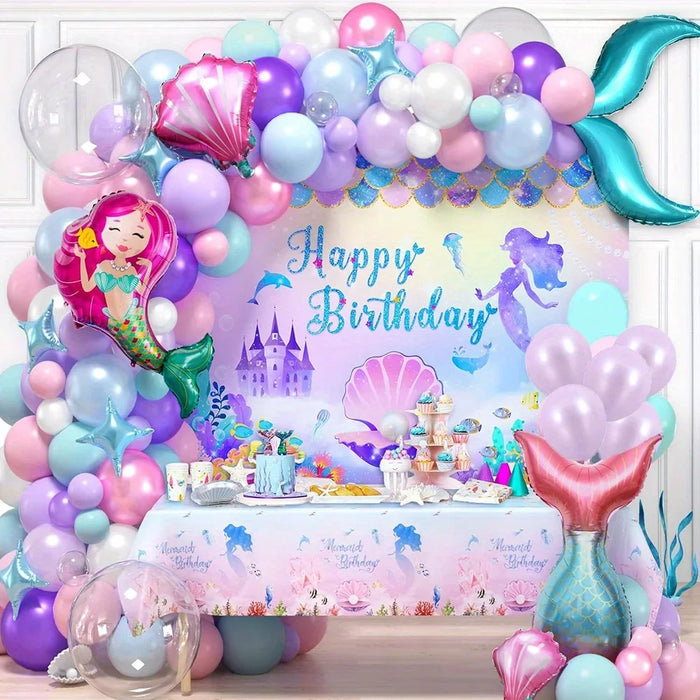 137Pcs Mermaid Balloon Garland Arch Kit Mermaid Theme Birthday Party Decoration Indoor Outdoor Balloon Party Decoration