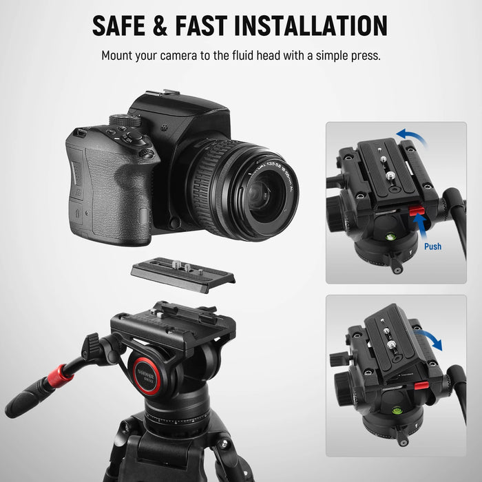 Fluid Head Tripod For Dji Rs Gimbals With Quick Release Plate Telescopic Handle & Scaled Base Manfrotto Compatible