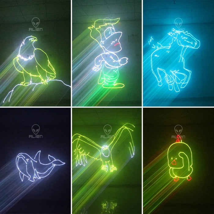 ILDA 2W RGB Animation Beam Scanner Stage Laser Light Projector DJ Disco Bar Club Party Dance Wedding Xmas Effect Show Lamp