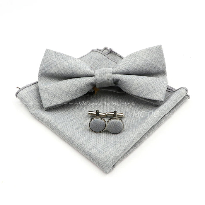 Design Cotton Handkerchief Set Adult And Kids Butterfly Bowtie Cufflink Brooch Party Suit Accessories