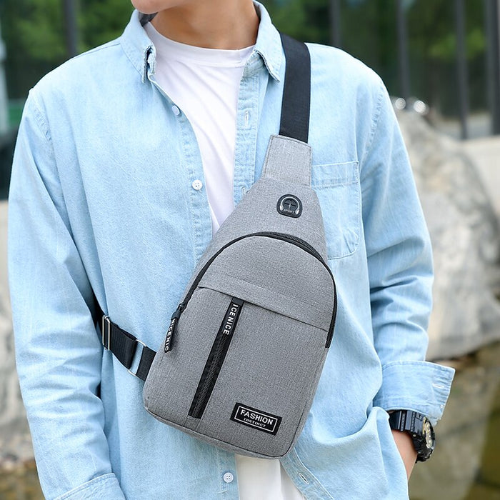 Chest Bag Fashion Solid Colour Men Chest Bag Outdoor Casual Fashion One Shoulder Crossbody Bag
