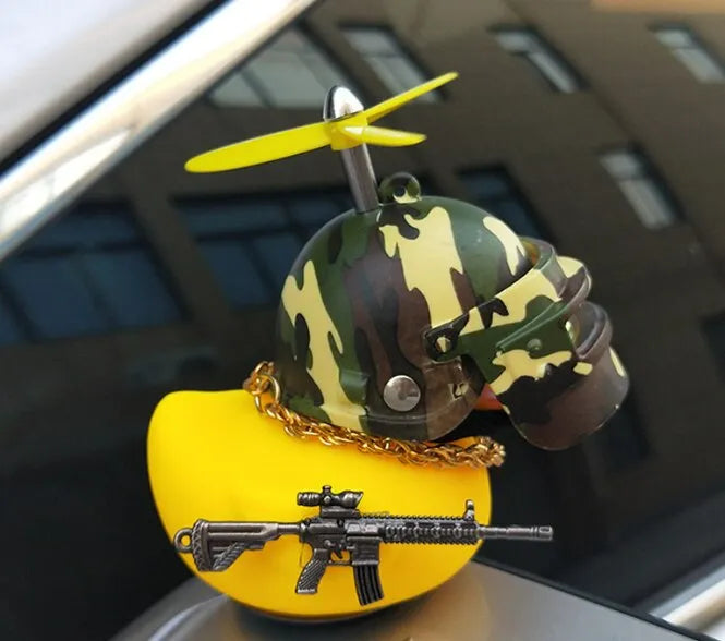 Yellow Duck With Helmet Car Interior Decoration