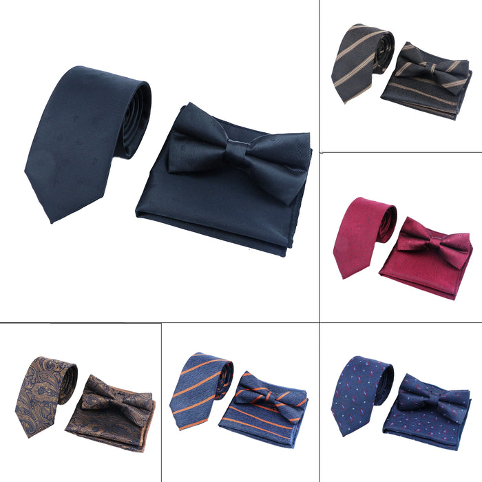 Classic Paisley Striped Necktie Set Mens Fashion Accessory