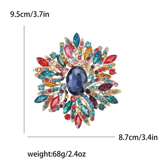 Luxury Women Brooch Sparkling Glass Big Flowers Pin In 6