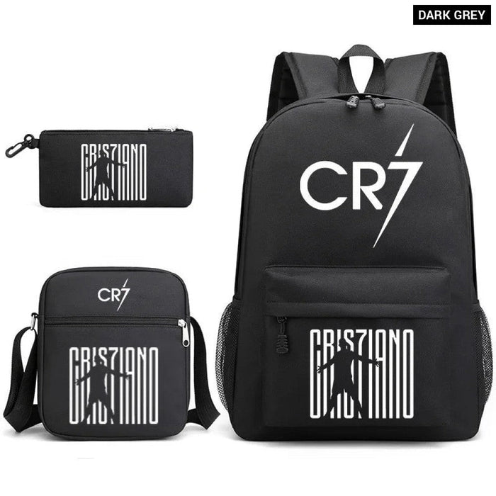 Unisex 3Pcs Football Cr7 3D Print Kids School Bag