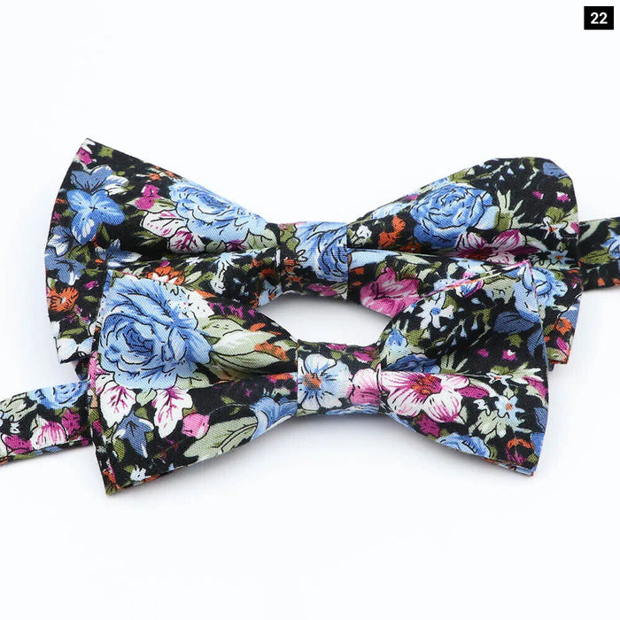 Colourful Floral Bow Ties Fashionable Cotton For Weddings And Parties