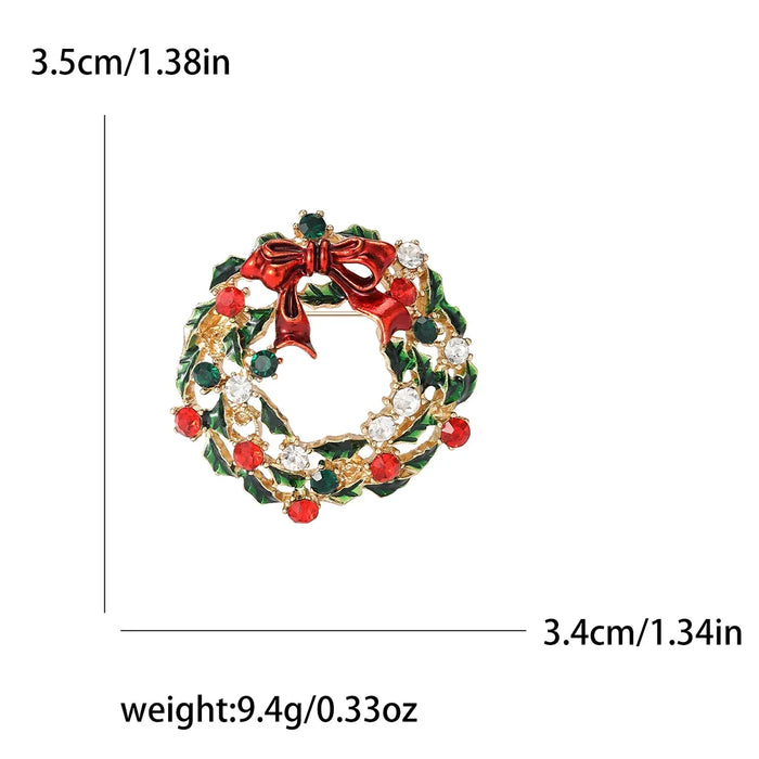 Christmas Flower Garland Lapel Pin Womens Enamel Brooch