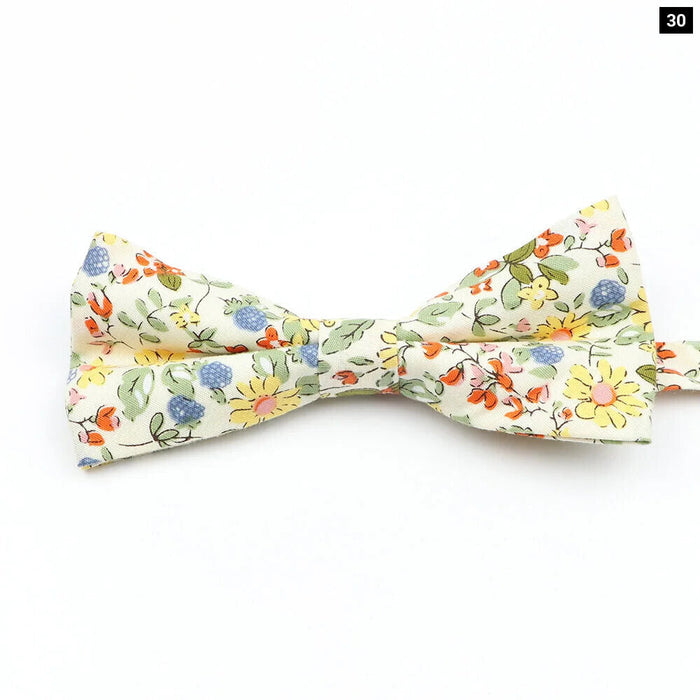 Colourful Floral Bow Ties Fashion Cotton Print For Mens Wedding And Business Suits