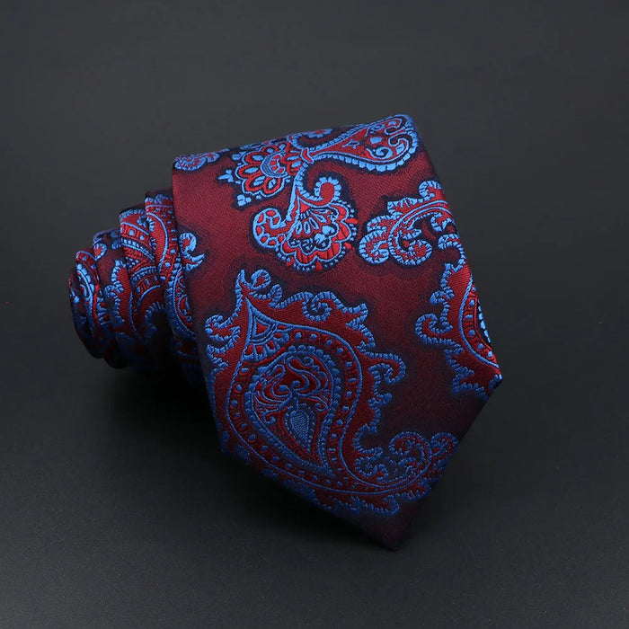 Mens Striped Tie 7Cm Luxury Jacquard Necktie For Business Wedding And Daily Wear