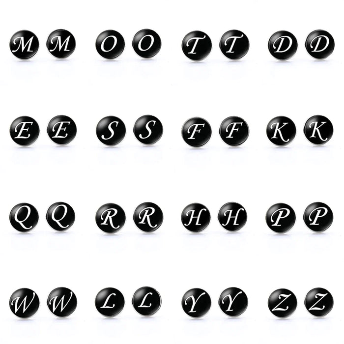 Classic Black Cufflinks For Groom Business 26 Letters Initials Gift