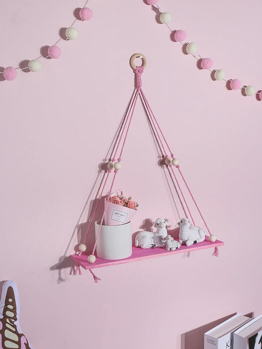 Wooden Pink Shelf For Girls Room Decor