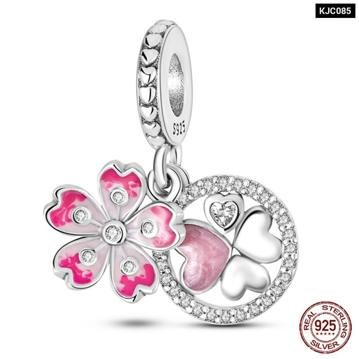 Fit Pandora 925 Original Bracelet 925 Sterling Silver Flower Bird Series Charms Beads For Women DIY Jewelrys Making