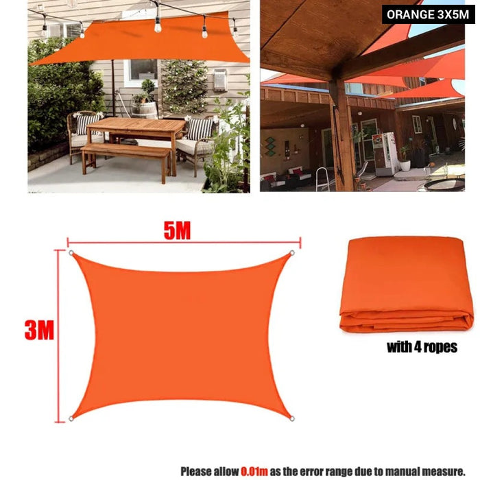 420d Waterproof Shade Sail Square Rectangle Sunshade Garden