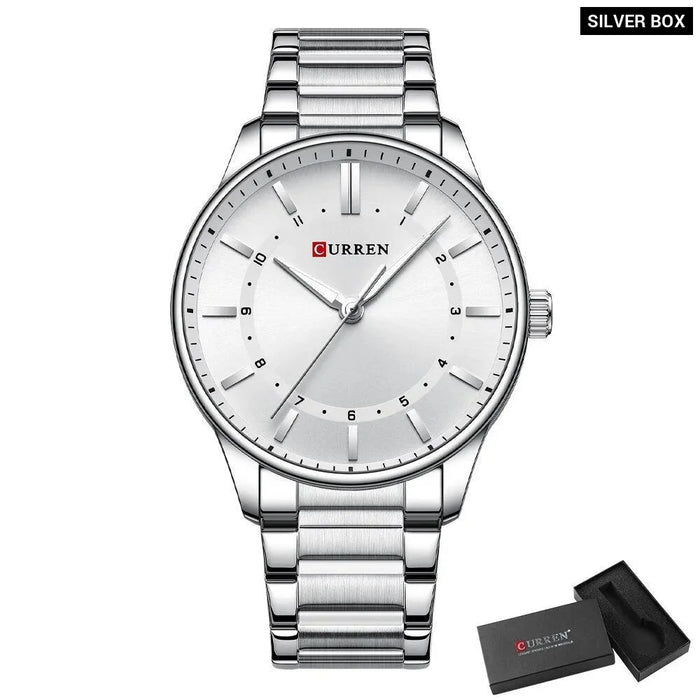 Classic Quartz Watches For Men Stainless Steel Band Wristwatches Business Style Clock With Luminous Hands