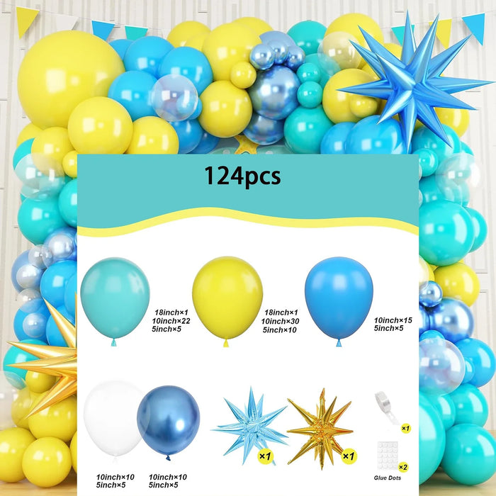 Hot Pink Green Orange Lime Green Blue Yellow Latex Rainbow Balloon Kit Suitable For Hawaii Birthday Pool Party Decoration