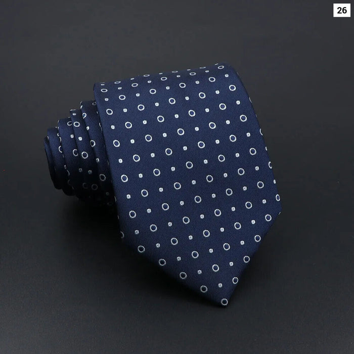 Mens Striped Tie 7Cm Luxury Jacquard Necktie For Business Wedding And Daily Wear