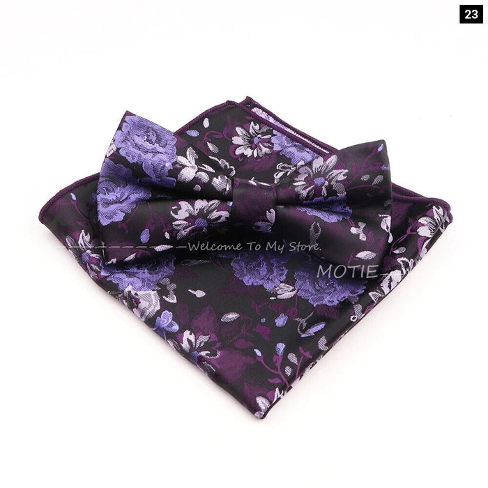 Gracefully Polyester Handkerchief Set Purple Blue Floral Butterfly For Parties And Gifts