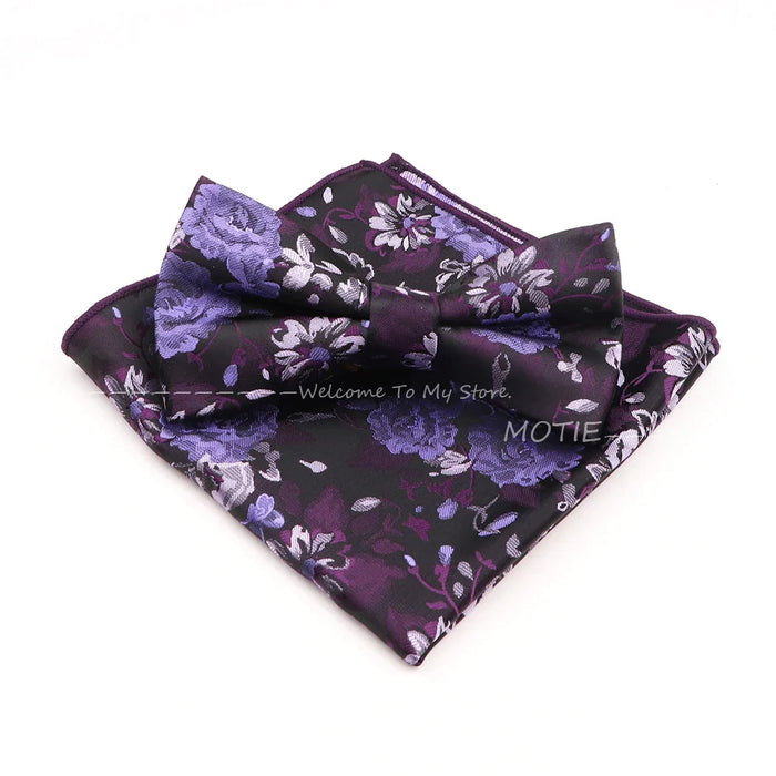 Gracefully Polyester Handkerchief Set Purple Blue Floral Butterfly For Parties And Gifts