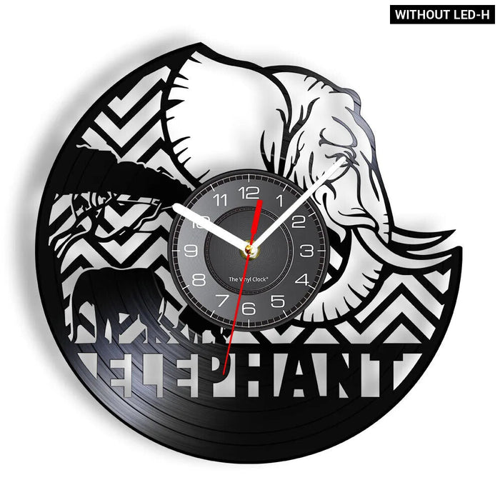 Mother And Baby Giraffe And Elephant Wall Clock