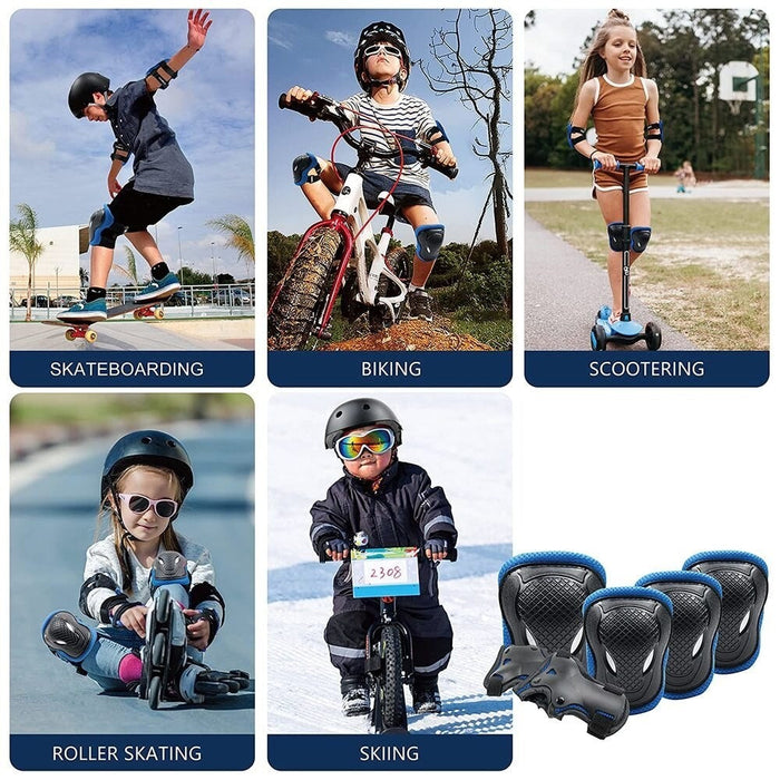 6 In 1 Kids/Youth Protective Gear Set Knee Elbow Pads Wrist Guard Protector