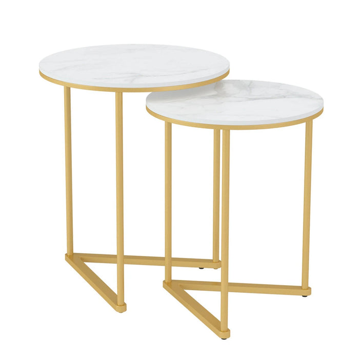 Marble Gold Nesting End Tables Set Of 2