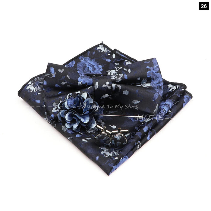 Gracefully Polyester Handkerchief Set Purple Blue Floral Butterfly For Parties And Gifts