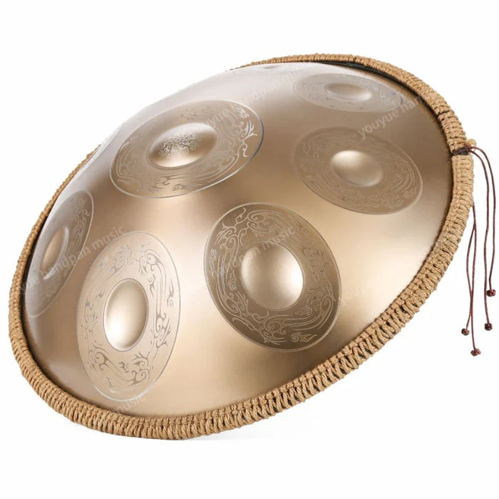 440Hz 432Hz 12 10 9 Notes D Minor Steel Tongue Carve Golden Handpan Drum