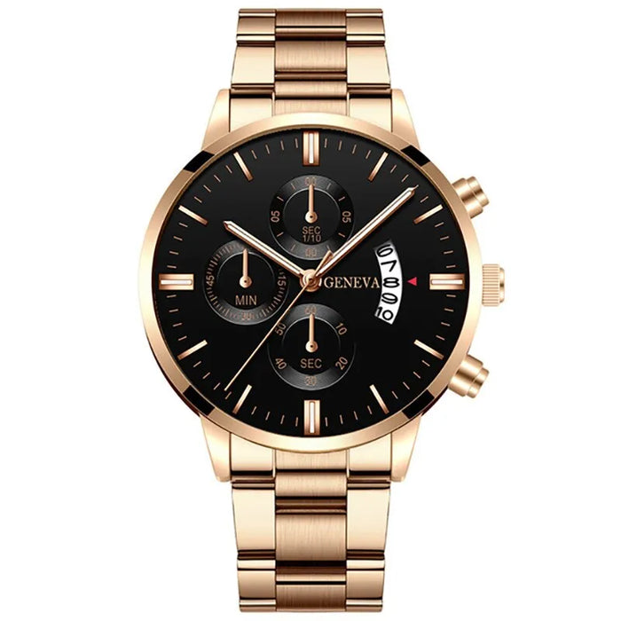 Stainless Steel Mens Luxury Watch With Calendar Business Quartz Wristwatch For Men