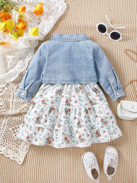 Baby Denim Coat Slip Skirt Set