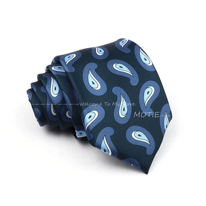 Blue Paisley Necktie For Weddings And Daily Wear