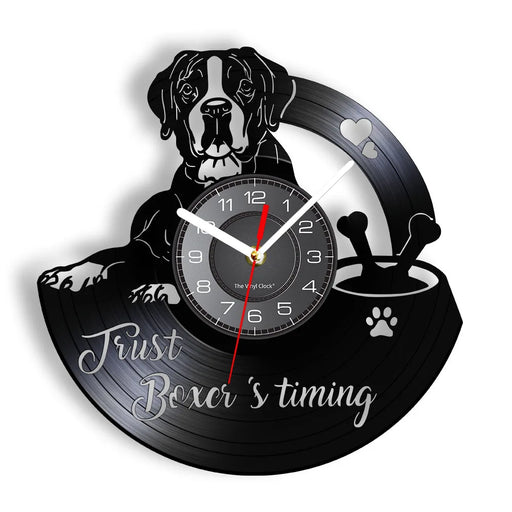 Vinyl Record Boxer Dog Wall Clock