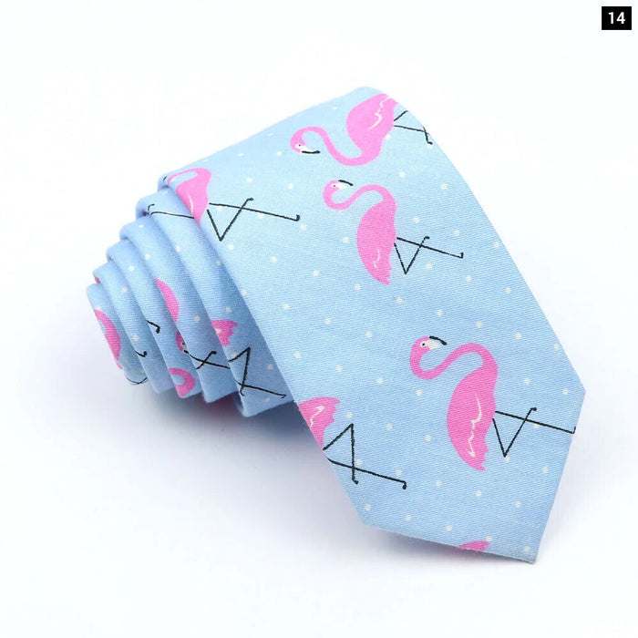 Cartoon Neck Ties For Men Slim Casual Cotton For Weddings And Parties