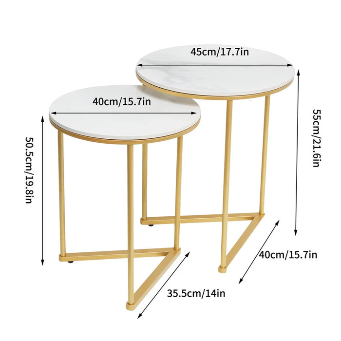 Marble Gold Nesting End Tables Set Of 2