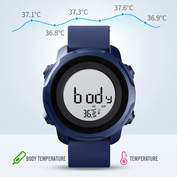 Men's Silicone Digital Date Calendar Display 5ATM 50M Water Resistant Wristwatch