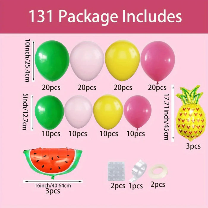 131Pcs Tropical Fruit Balloon Wreath Arch Kit Birthday And Summer Party Decoration Indoor And Outdoor Decoration Use