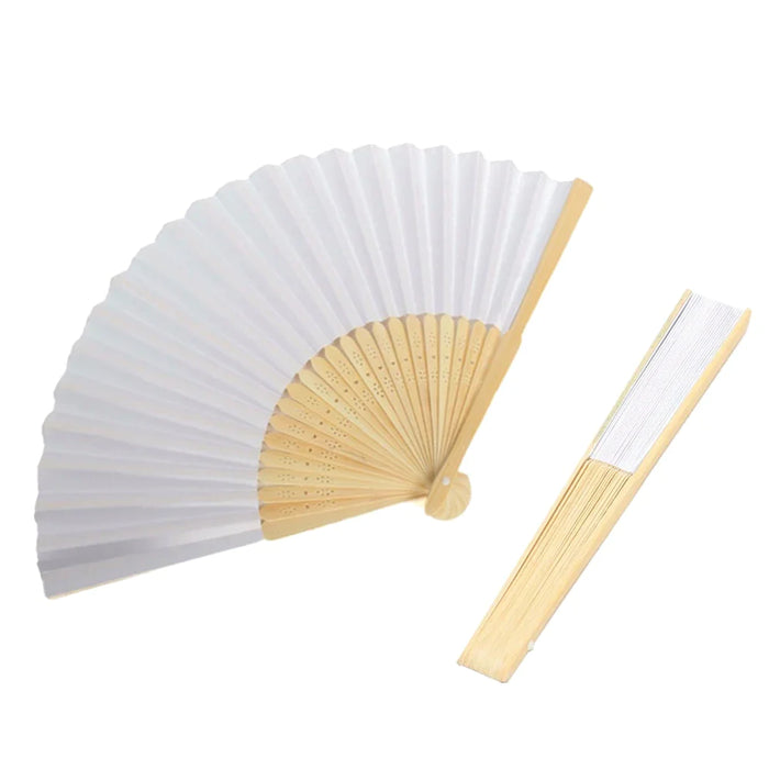 Portable Hand Painted White Folding Fan For Dance