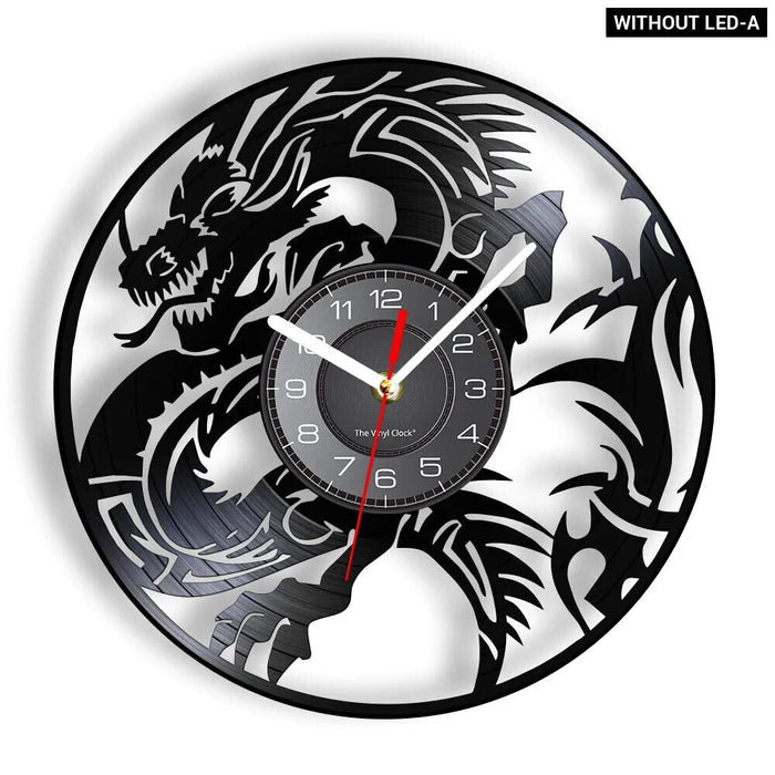 Yin Yang Dragon Vinyl Record Wall Clock