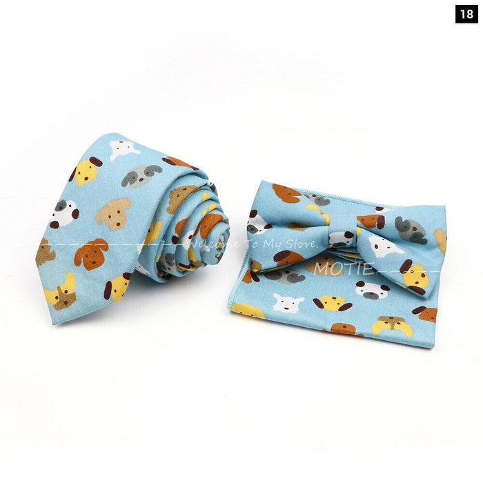 Colourful Cotton Ties And Pocket Square Set For Business And Weddings