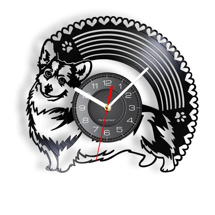 Cardigan Corgi Vinyl Record Wall Clock