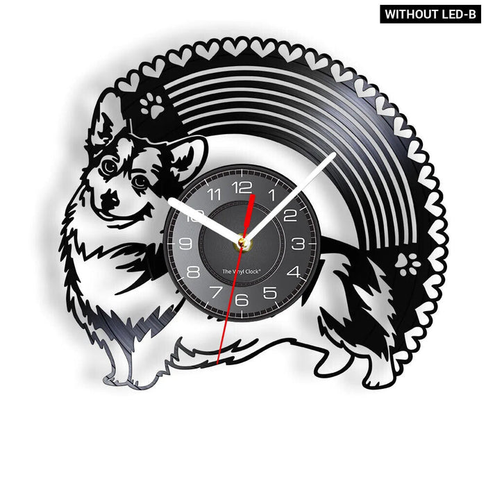 Cardigan Corgi Vinyl Record Wall Clock