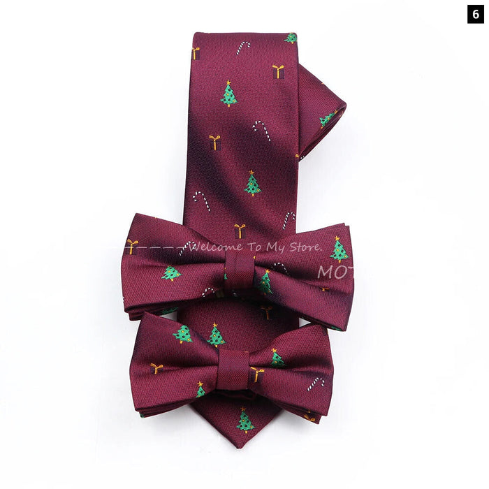 Christmas Tie Set Red Snowflake Pattern Parent-Child Polyester Gift Accessory