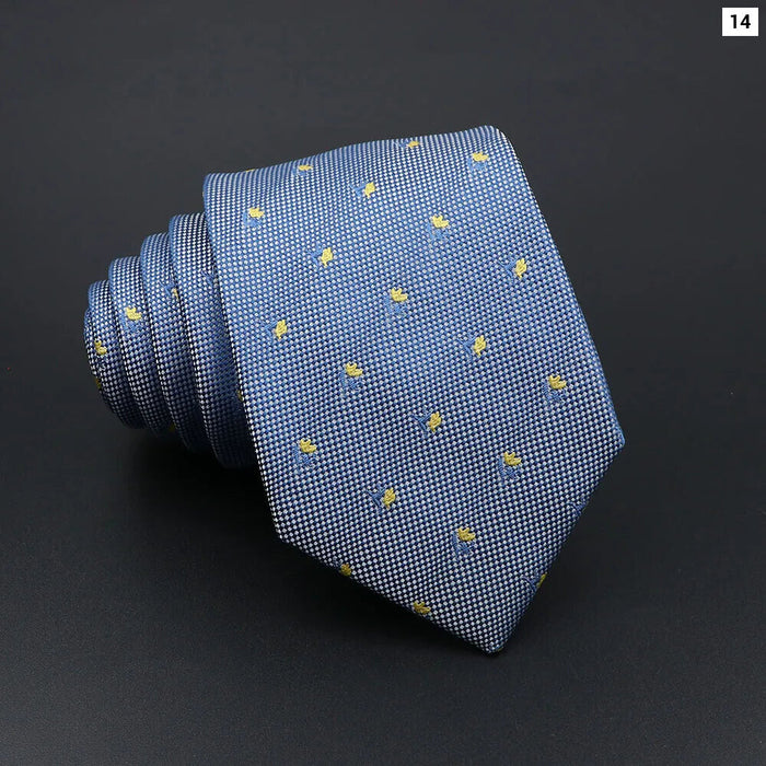 Mens Striped Tie 7Cm Luxury Jacquard Necktie For Business Wedding And Daily Wear