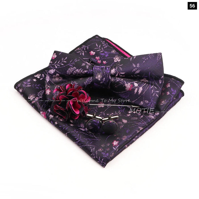 Gracefully Polyester Handkerchief Set Purple Blue Floral Butterfly For Parties And Gifts