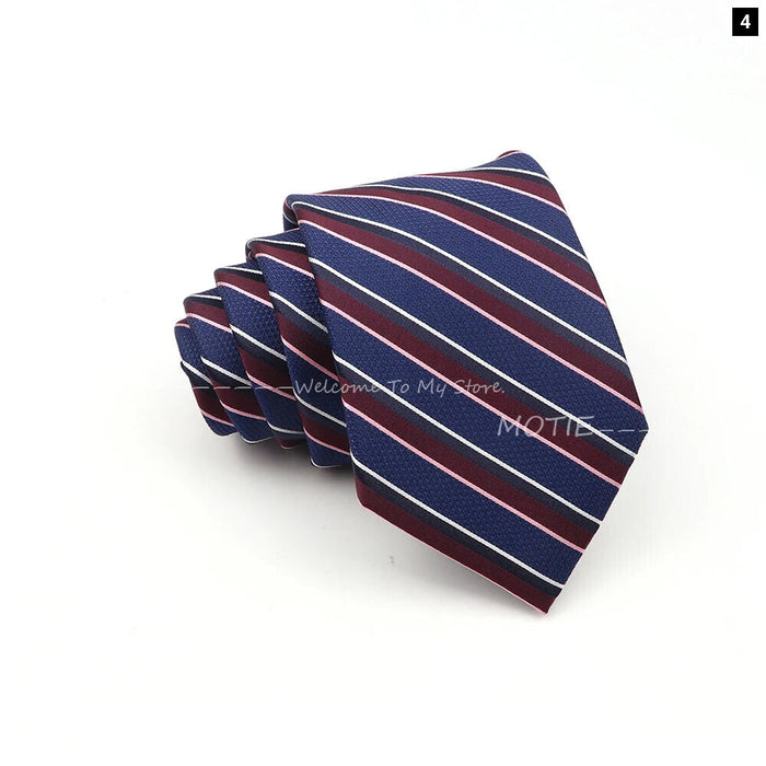 Deep Blue Striped Polyester Neckties For Business Weddings And Daily Wear