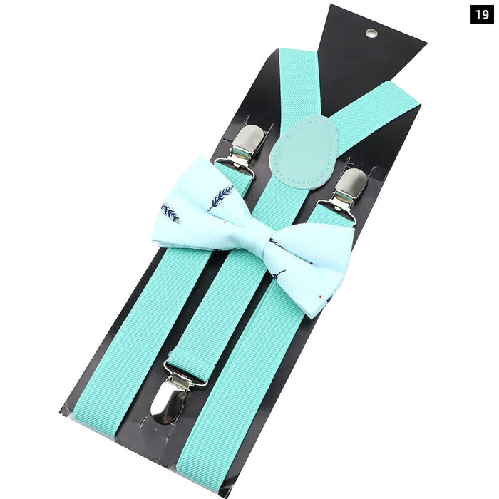 Cotton Suspenders And Bow Tie Set Adjustable And Elastic For Weddings