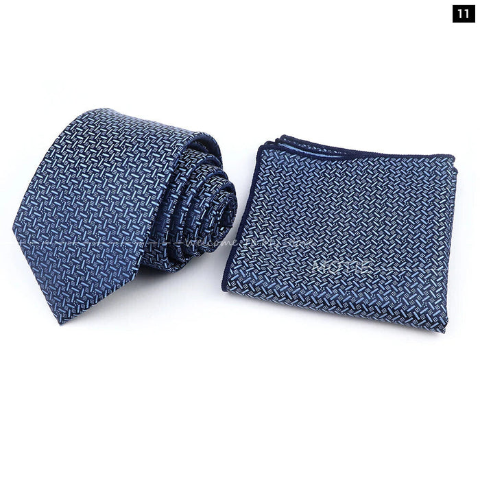 Grey Blue Striped Tie Set For Weddings And Daily Wear