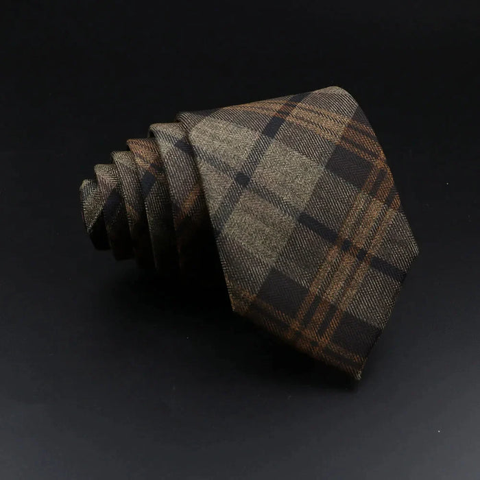 Handmade Mens Plaid Tie Black Grey Red Cotton Wool Wedding Business Party Gift Accessory