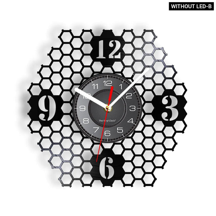 Geometric Honeycomb Vinyl Record Wall Clock